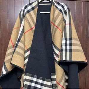 Burberry Tan and Black Check Cape